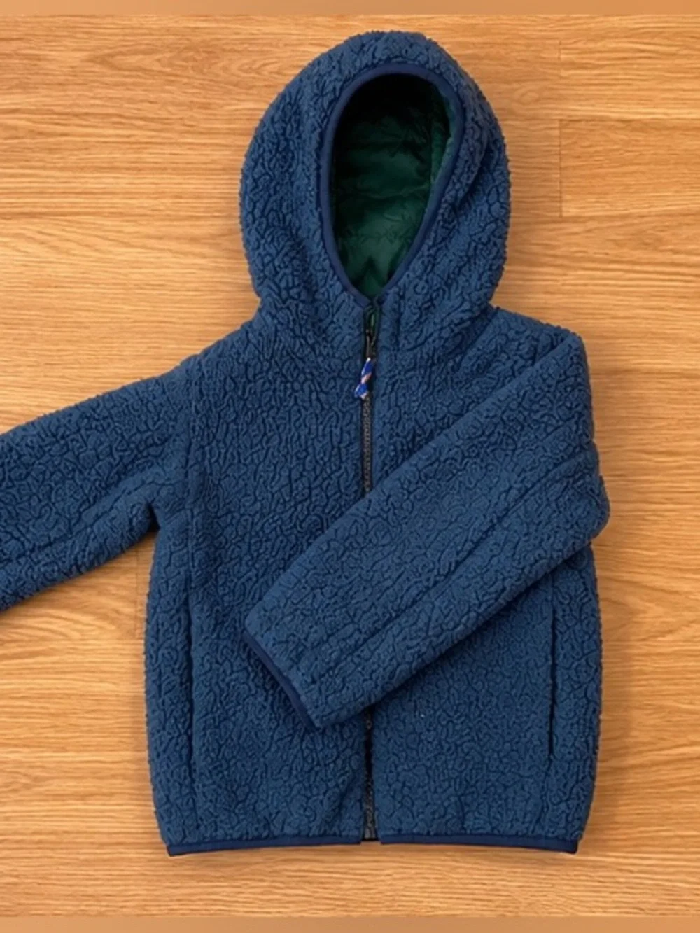 J.Crew Crewcuts Reversible Sherpa Puffer Jacket Pine Green and Blue Size XS